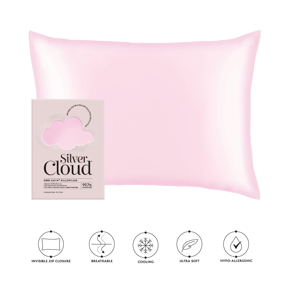 Silver Cloud Silver Infused Heatless Curler Set & Pillowcase Bundle Pink