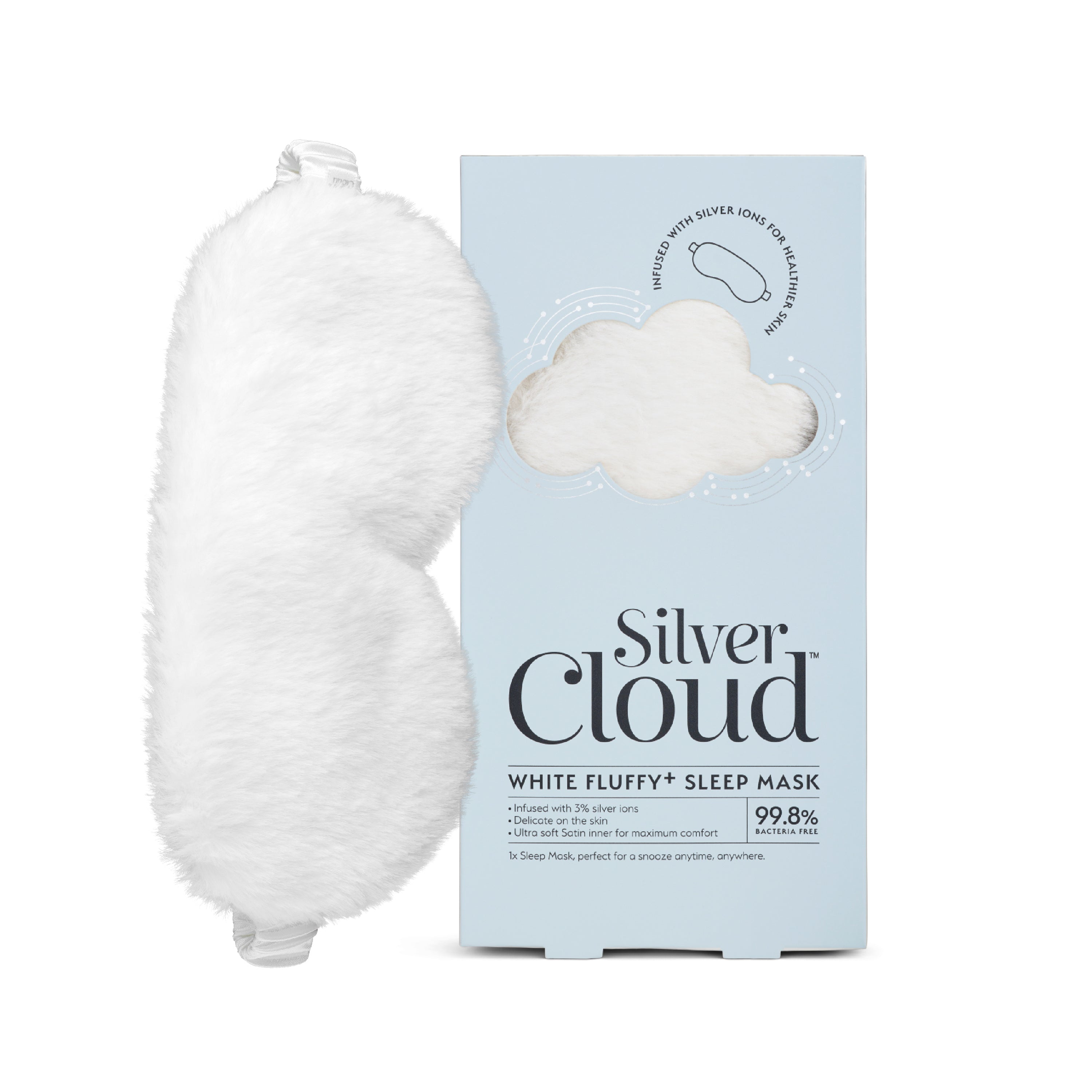 Silver Cloud Fluffy Sleep Mask Infused with Silver Ions White