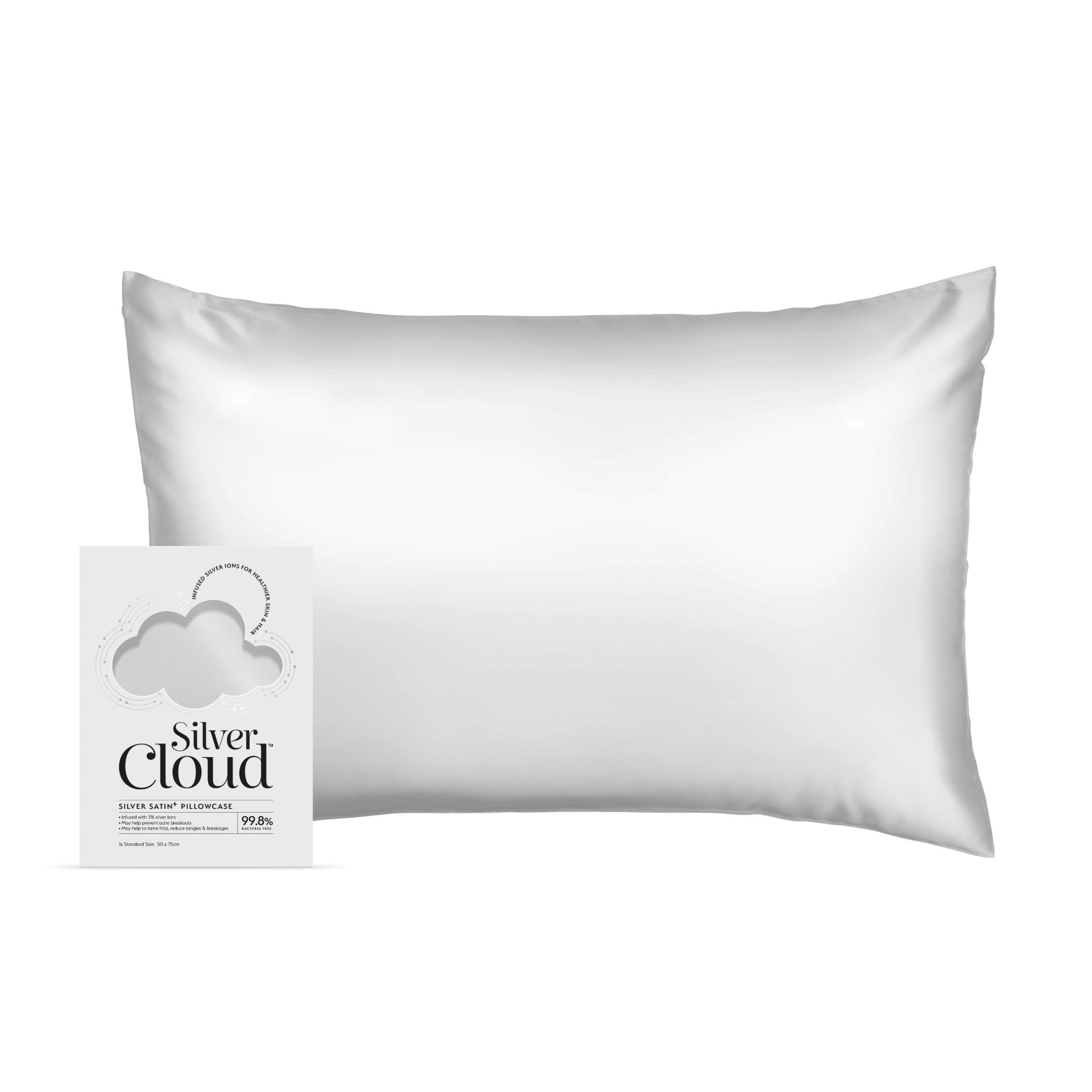 Silver Cloud Satin Pillowcase Infused With Silver Ions
