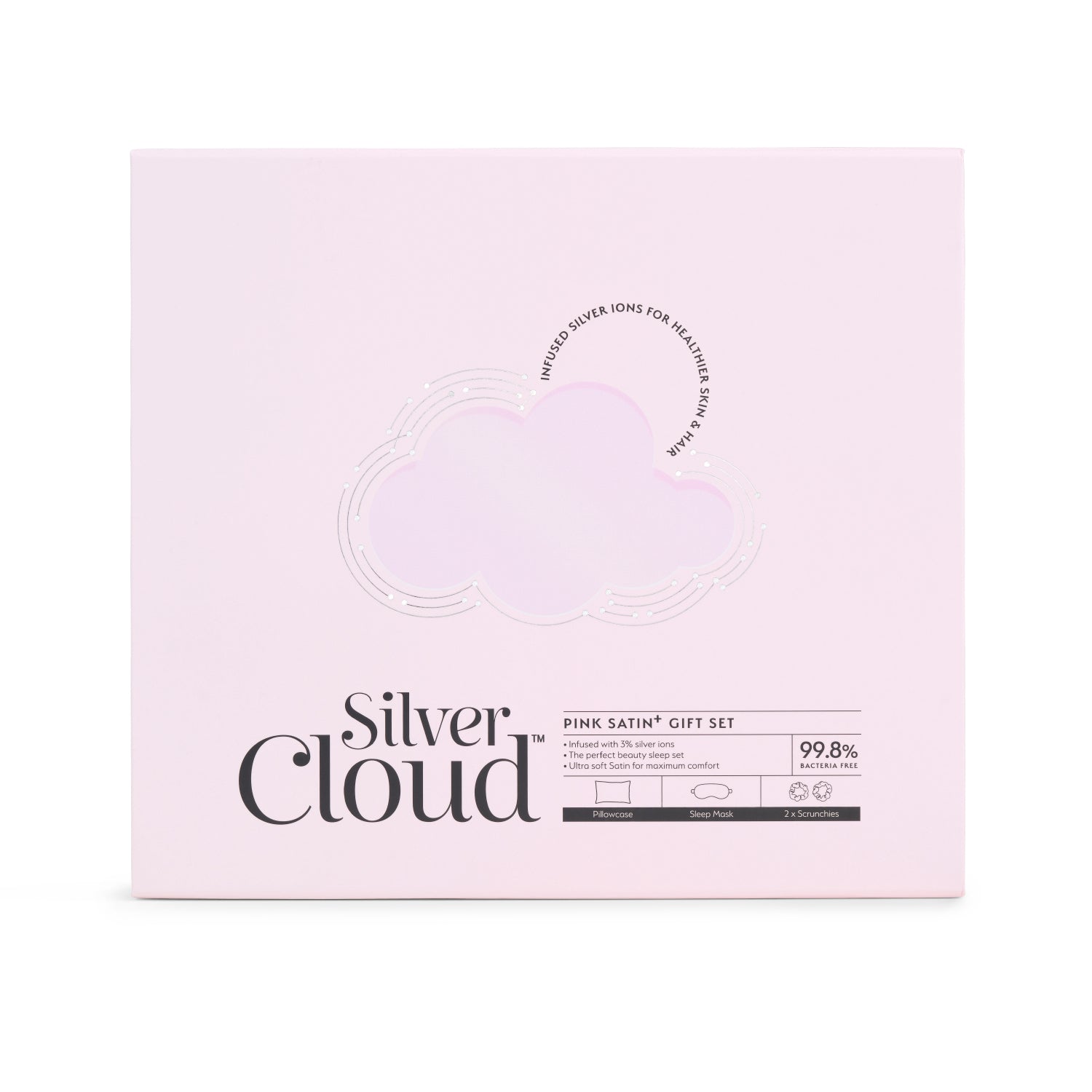 Silver Cloud Pink Satin Gift Set with Silver Ions