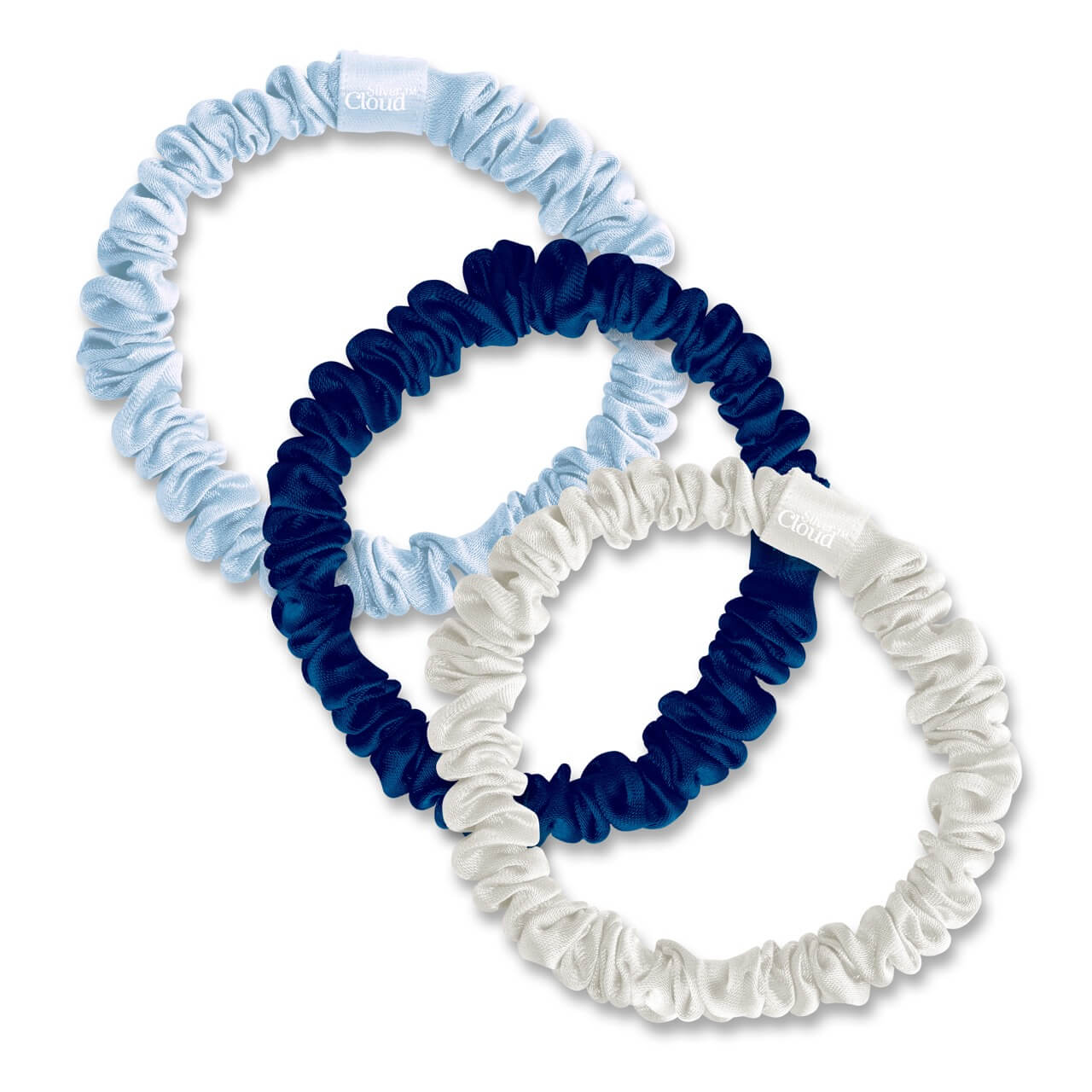 Silver Cloud Satin+ Skinny Hair Scrunchie Santorini 5 Pack