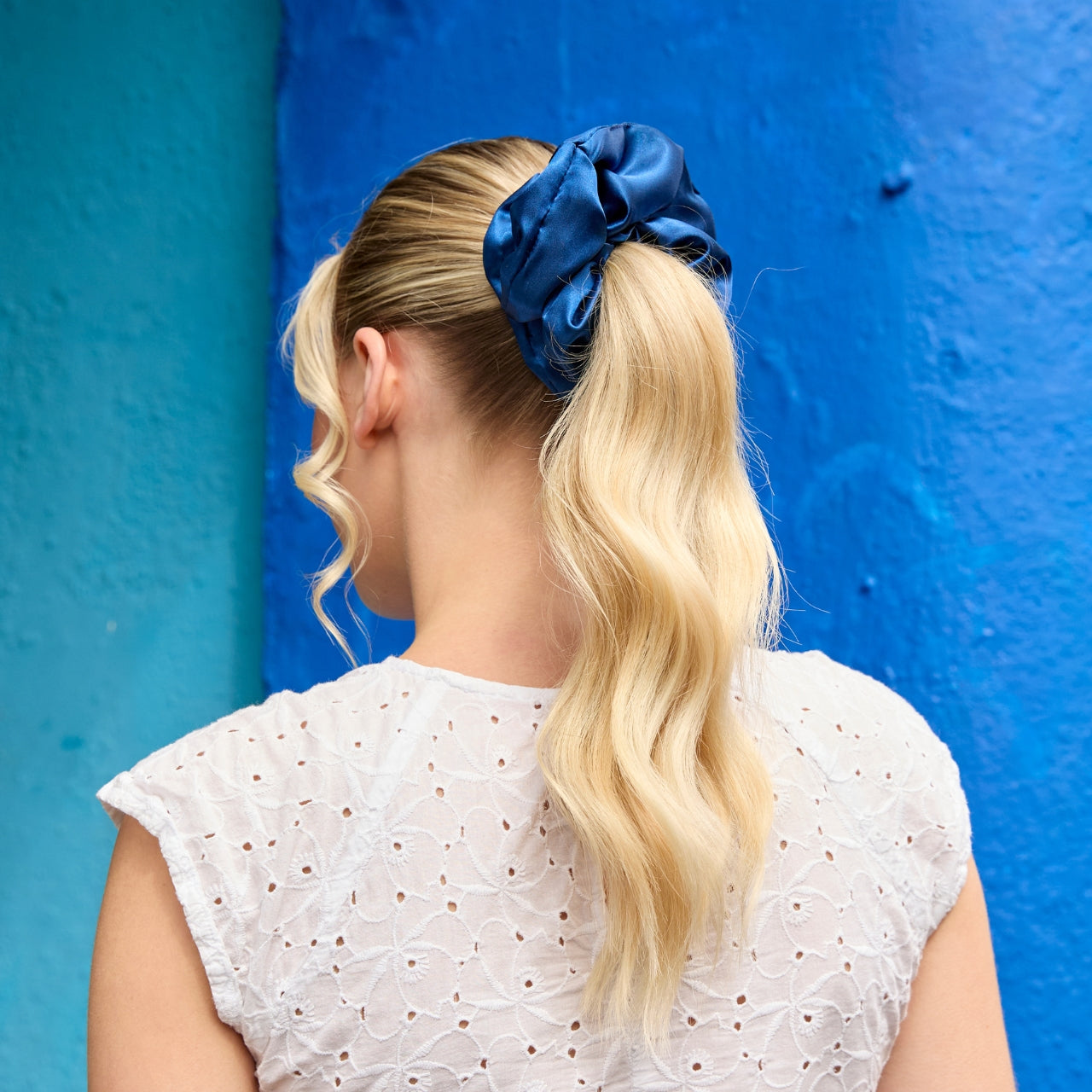 Silver Cloud Satin+ Oversized Scrunchie Santorini Navy