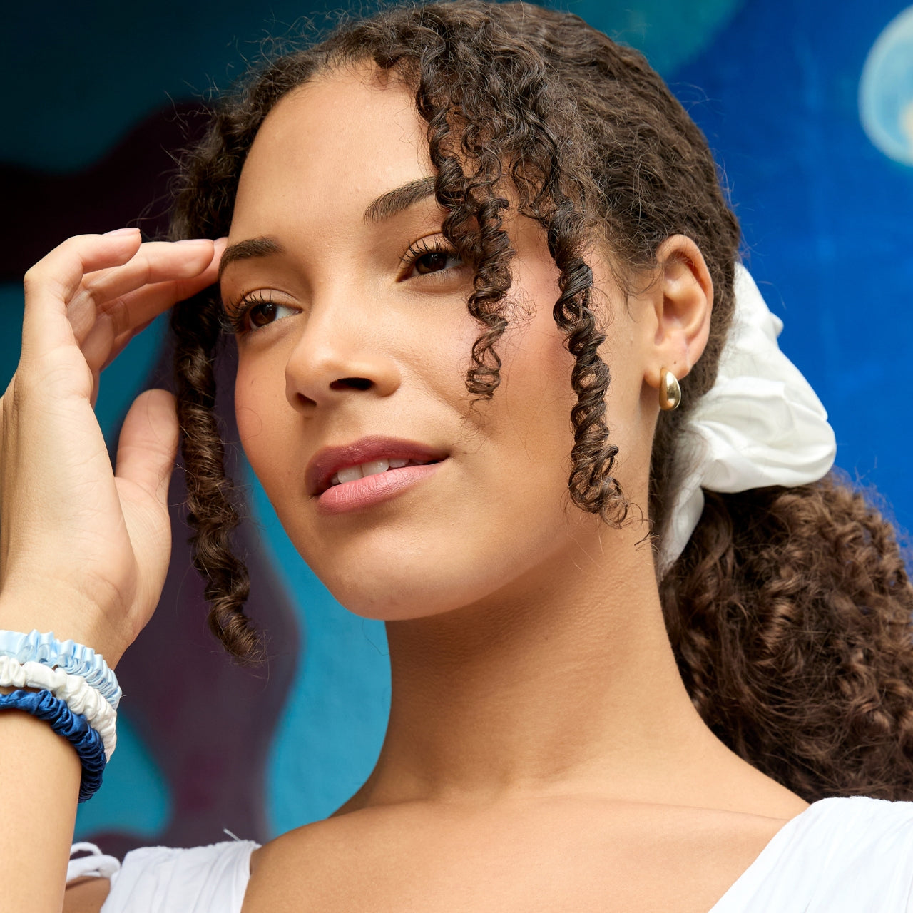 Silver Cloud Satin+ Oversized Scrunchie Santorini White