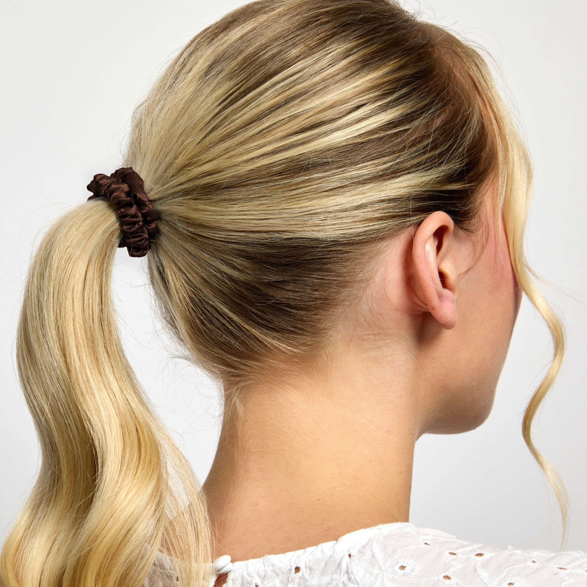 Silver Cloud Skinny Hair Scrunchie Chocolate 5 Pack