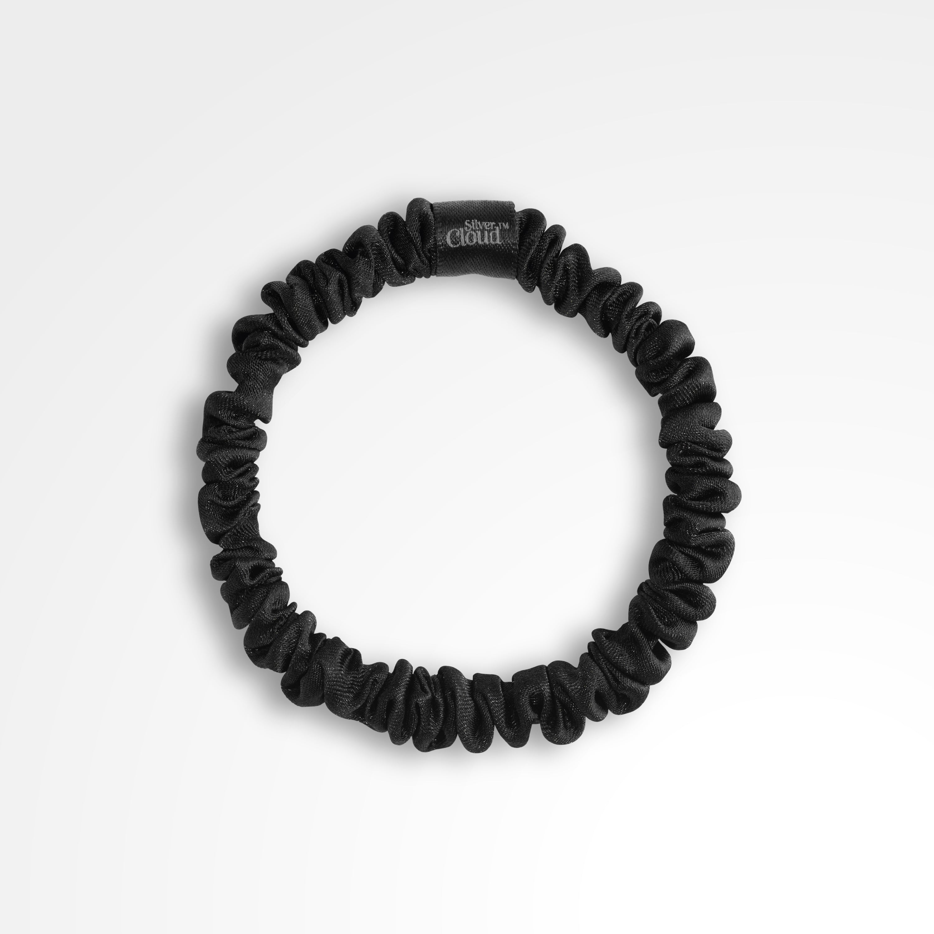 Silver Cloud Skinny Hair Scrunchie Black 5 Pack