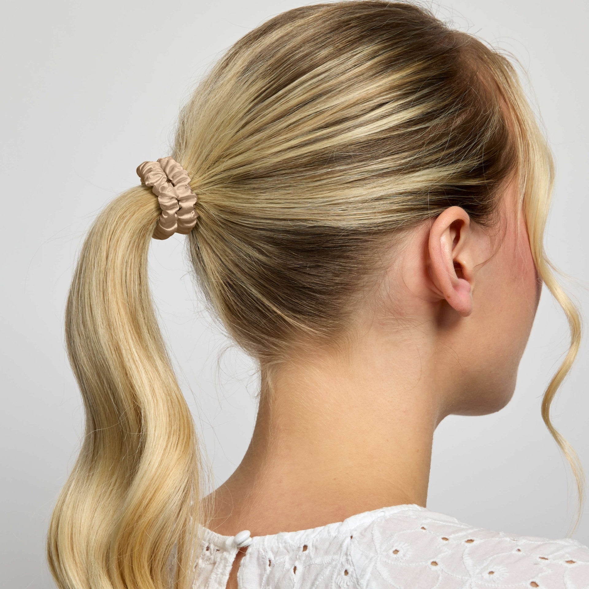 Silver Cloud Satin Skinny Hair Scrunchie Combo Pack 5 Pack