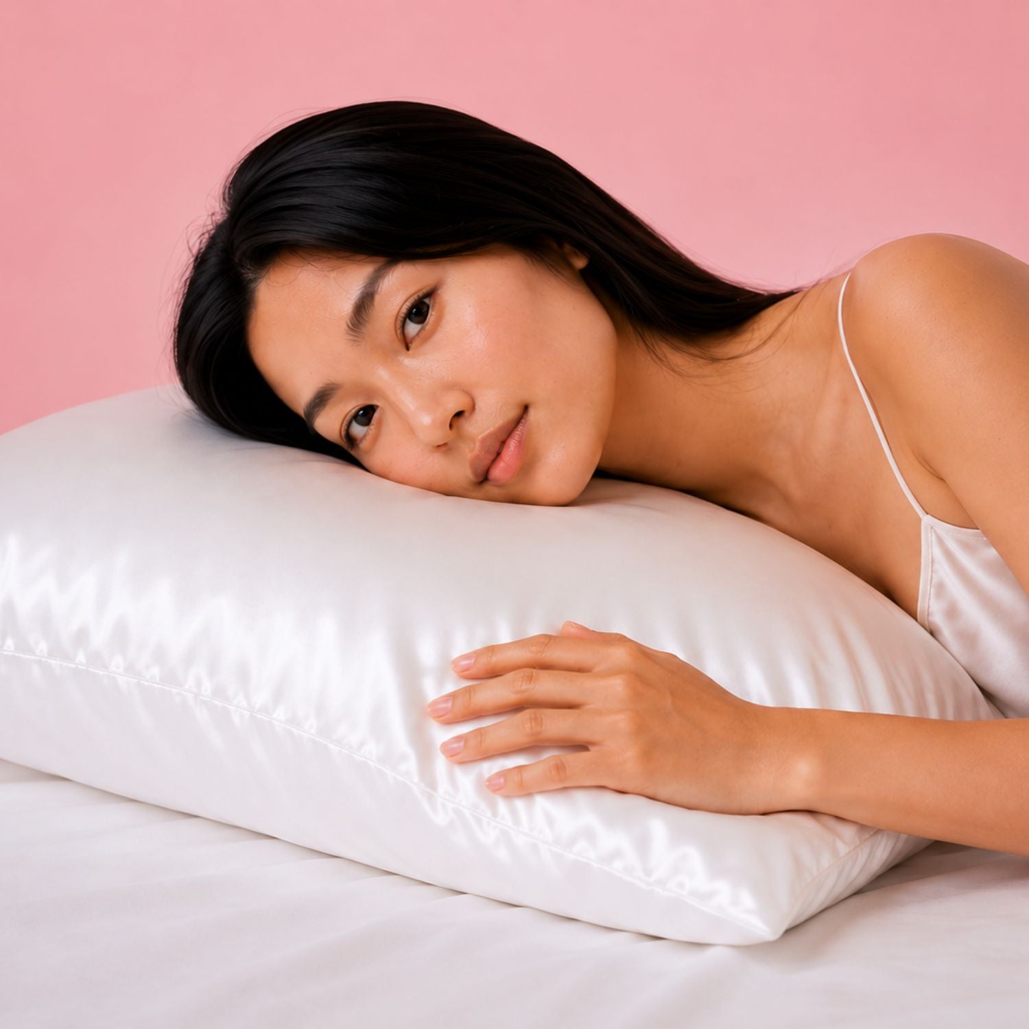 Silver Cloud White Satin Pillowcase infused with Silver Ions
