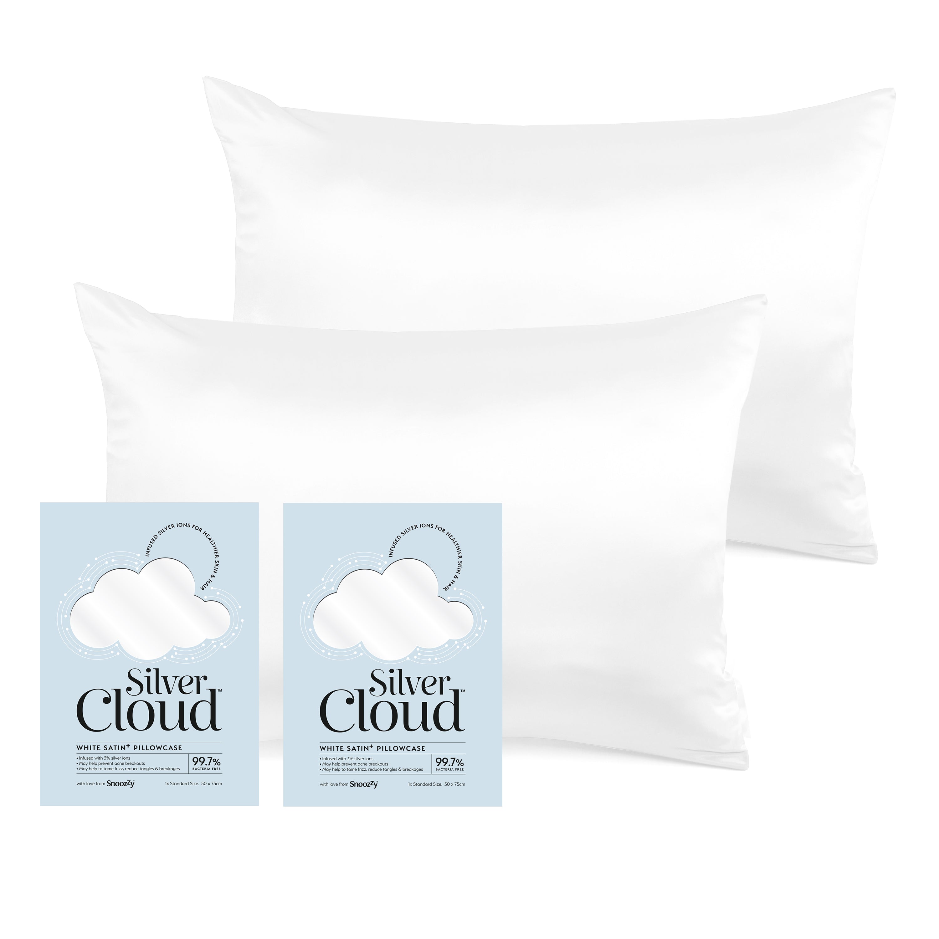Silver Cloud White Satin Pillowcase Twinpack