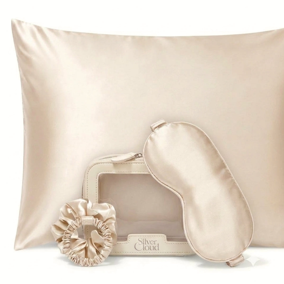 Caramel Satin+ Beauty Sleep Gift Set Pillowcase Sleep Mask & Scrunchies