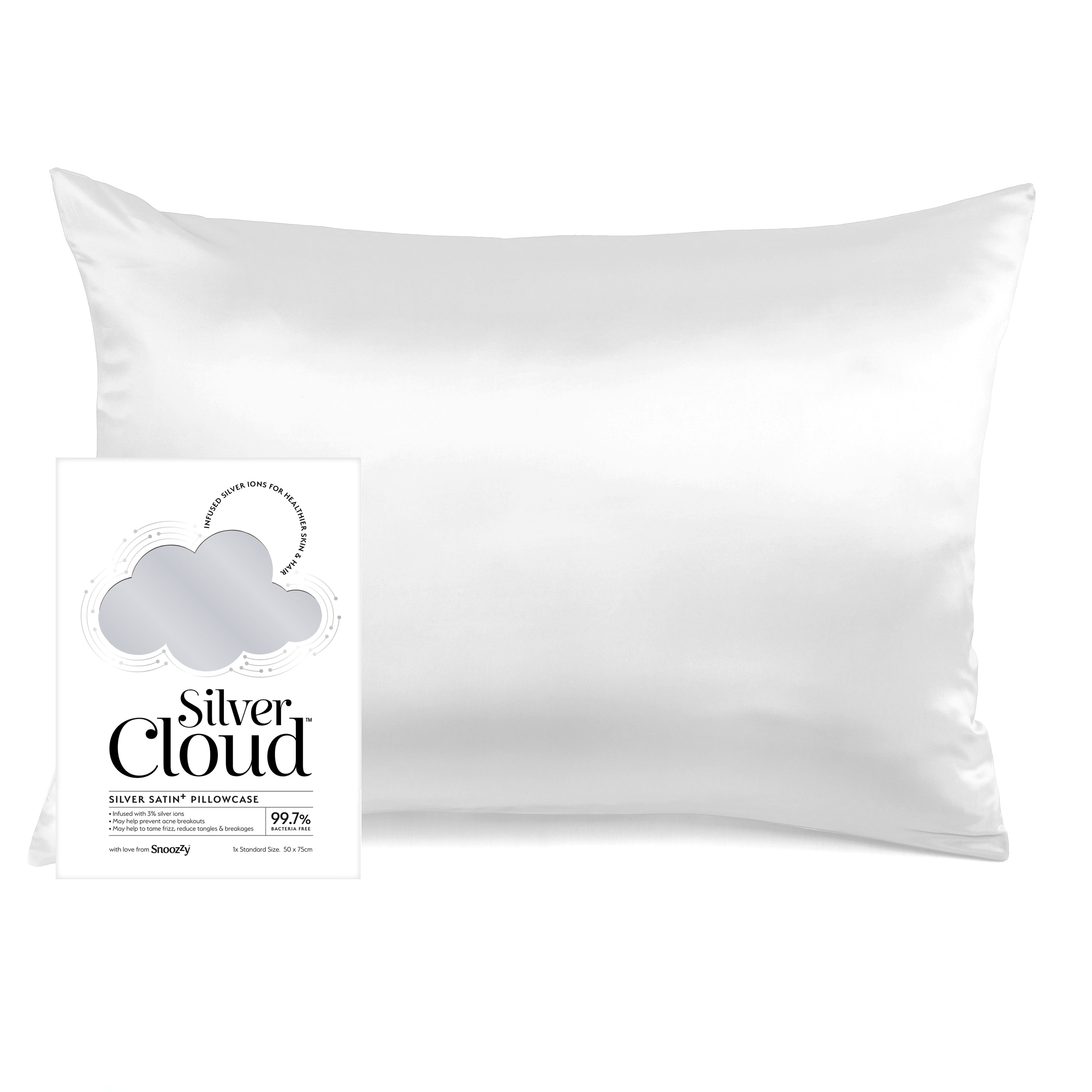 Silver Cloud Satin Pillowcase Infused With Silver Ions