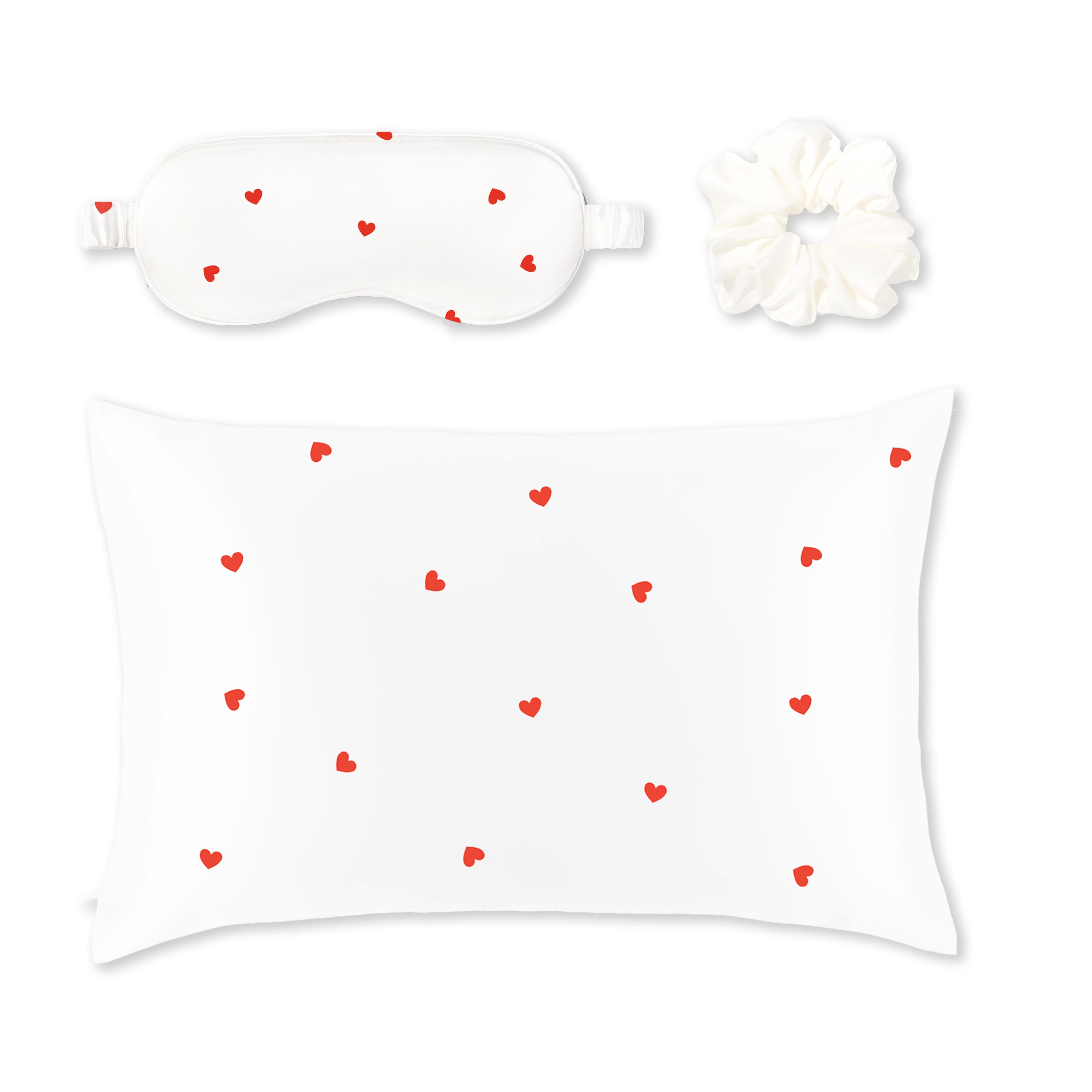 Silver Cloud Heart Print Satin Gift Set With Silver Ions