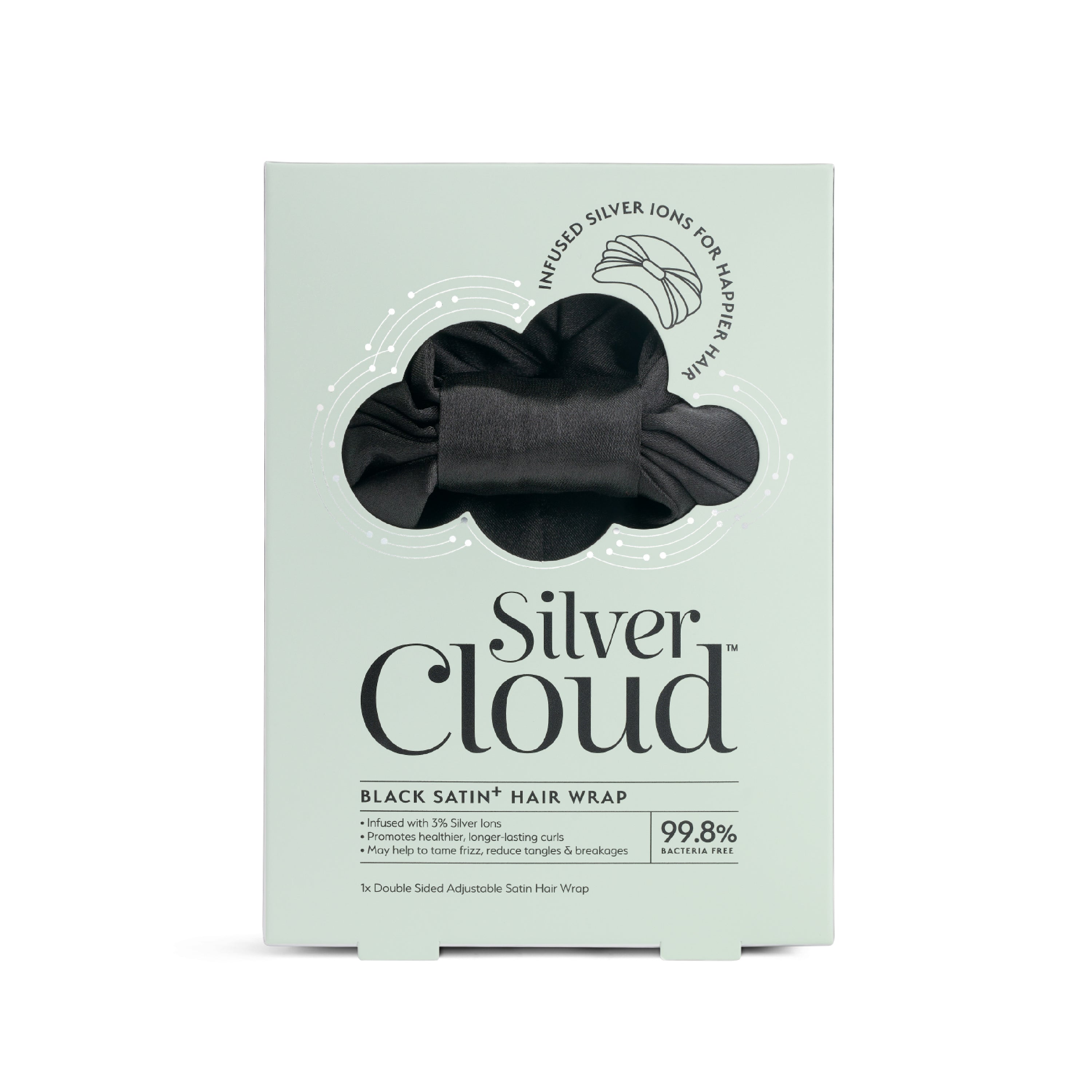 Silver Cloud Hair Wraps Infused with Silver Ions - Black