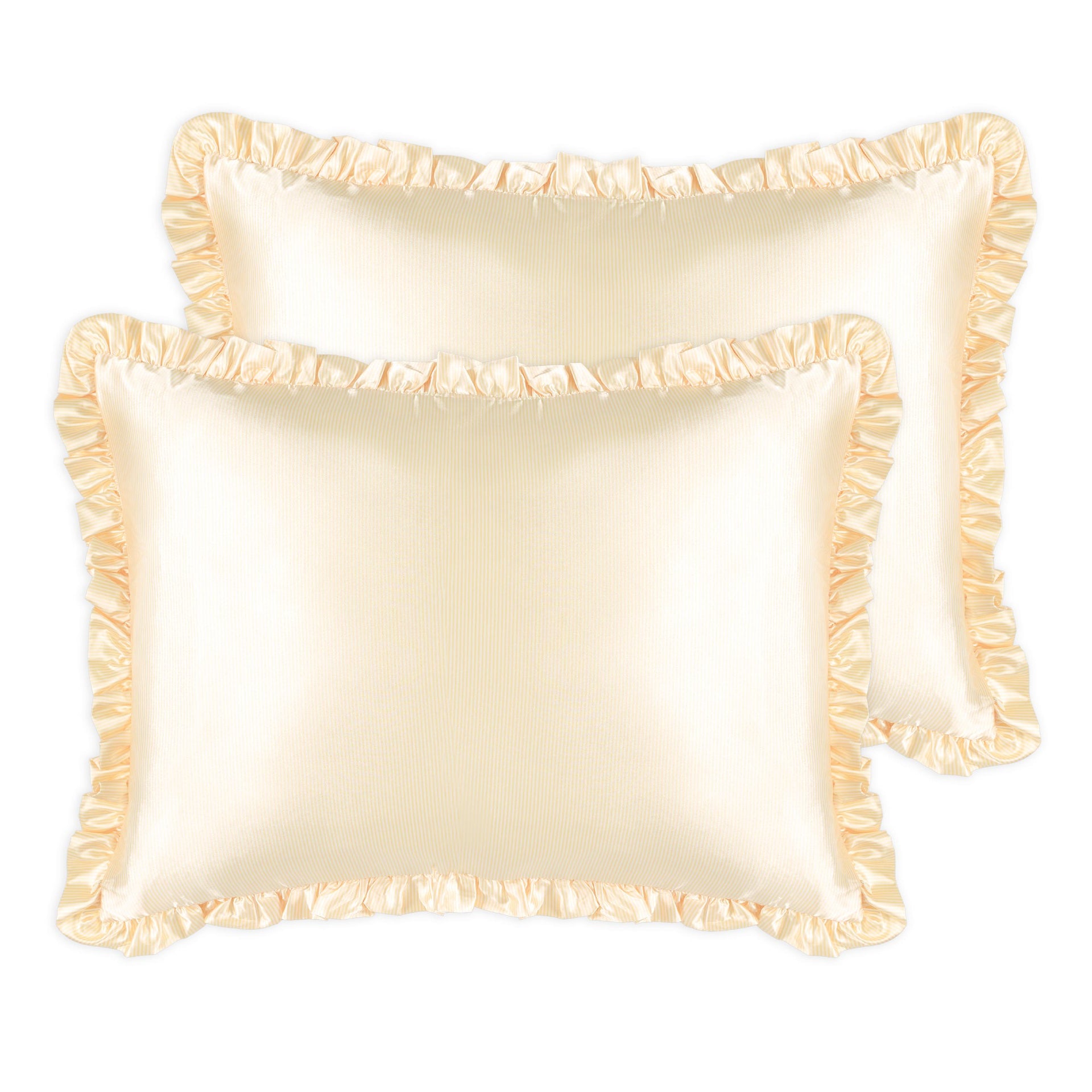 Silver Cloud Satin Frilly Pillowcase Twin Pack - Buttercup Collection