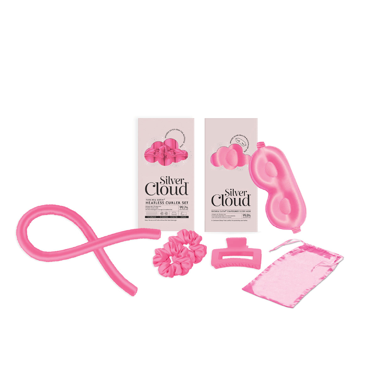 Silver Cloud Contour Sleep & Heatless Curler Set - Fuchsia