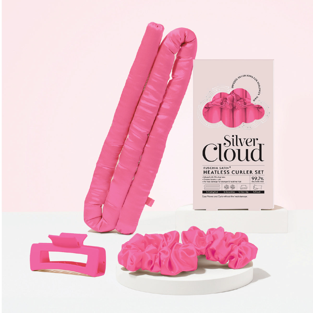 Silver Cloud Contour Sleep & Heatless Curler Set - Fuchsia