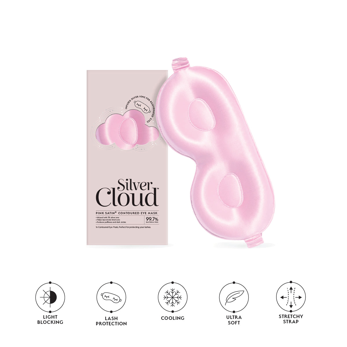 Silver Cloud Contour Sleep Mask & Heatless Curler Set Bundle – Pink