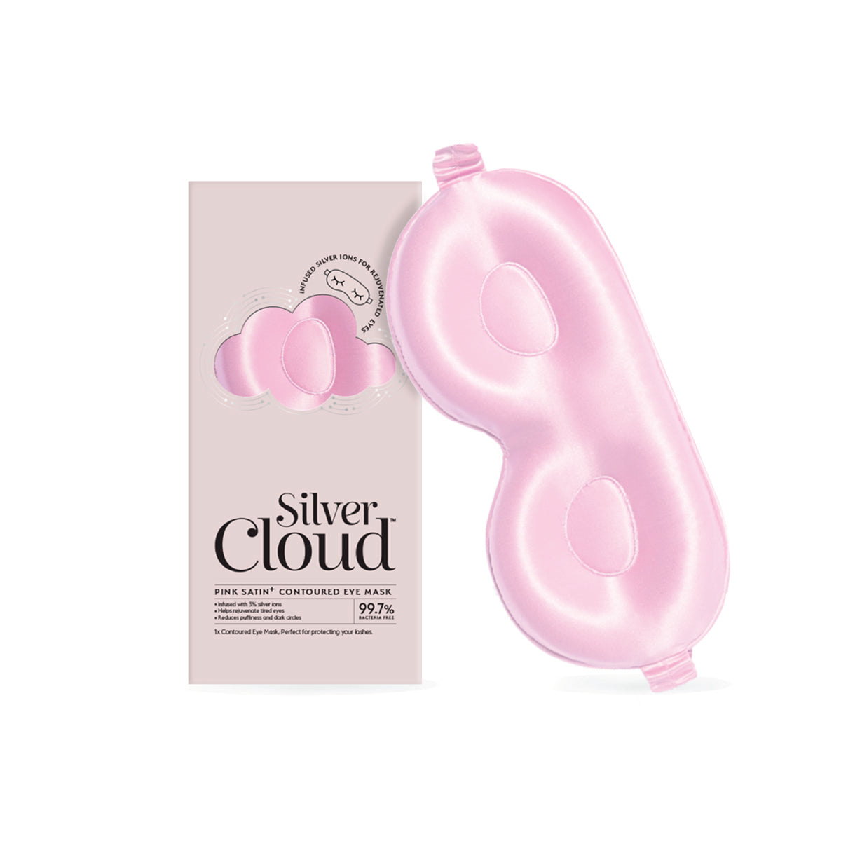 Silver Cloud Contour Sleep Mask Infused with Silver Ions – Pink