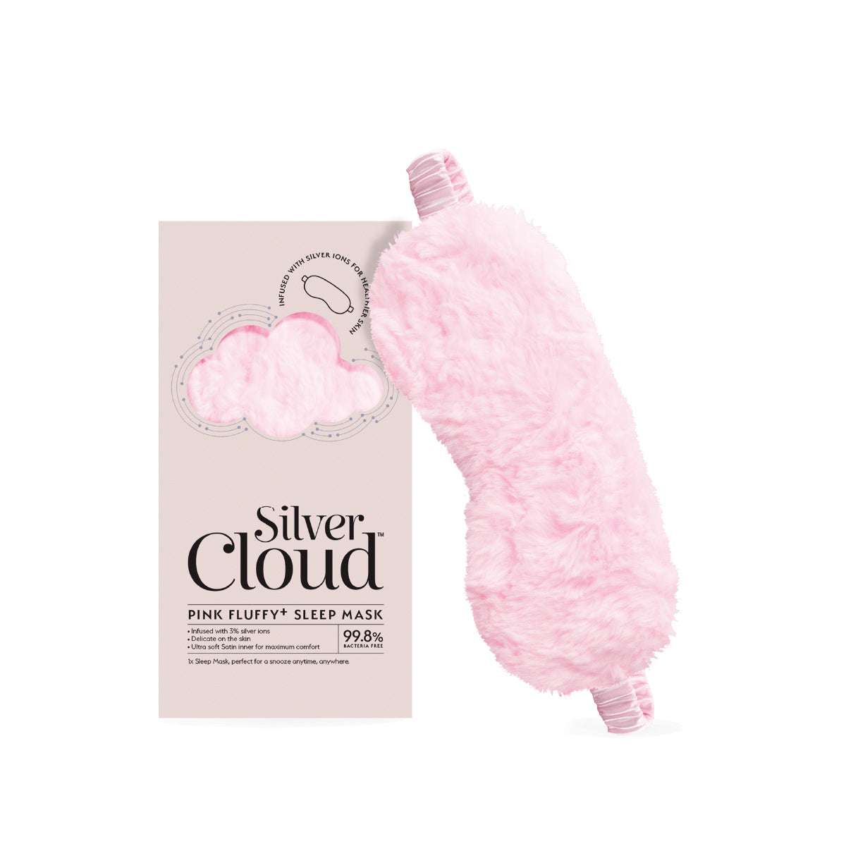 Silver Cloud Fluffy Sleep Mask Infused with Silver Ions – Pink