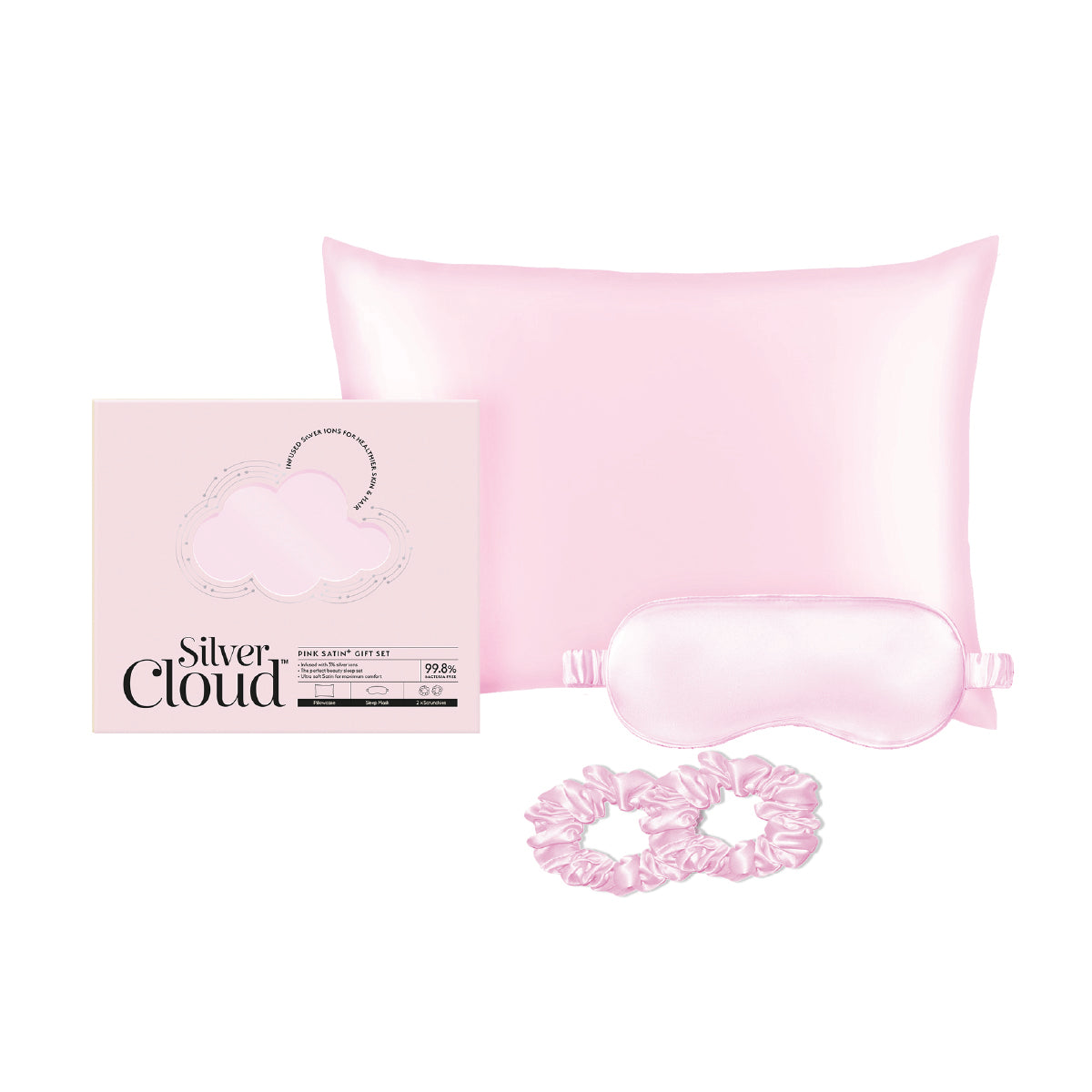 Silver Cloud Pink Satin Gift Set with Silver Ions