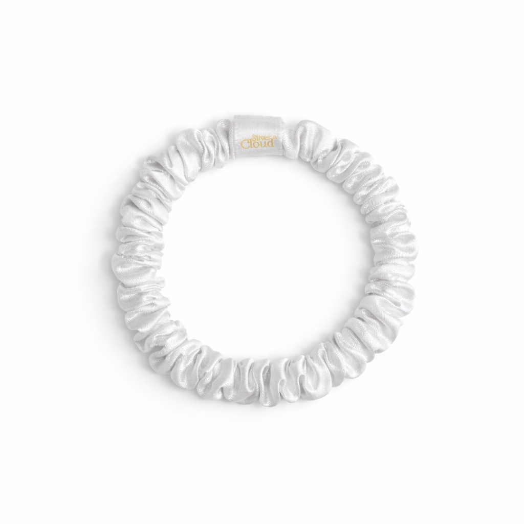 Silver Cloud Satin Skinny Hair Scrunchie Combo Pack 5 Pack