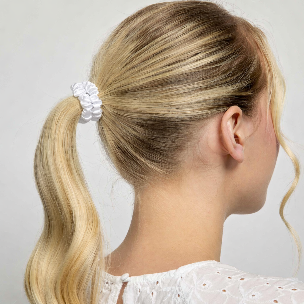 Silver Cloud Satin Skinny Hair Scrunchie Combo Pack 5 Pack