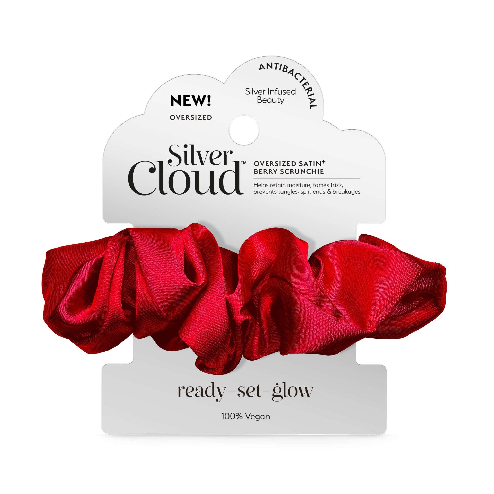 Silver Cloud Satin Oversized Berry Scrunchie