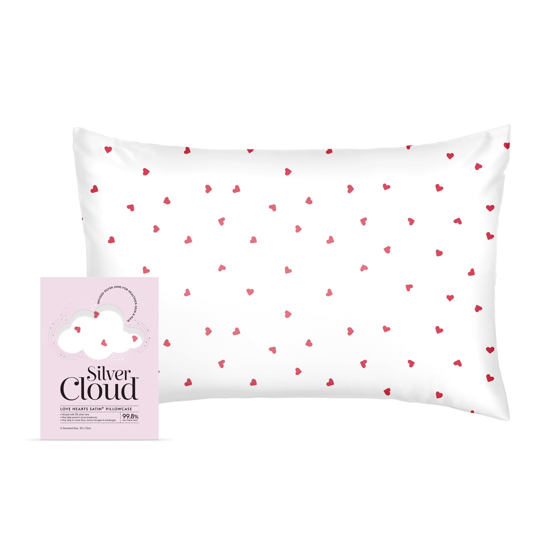 Satin Heart Pillowcase Love Heart Infused Ions