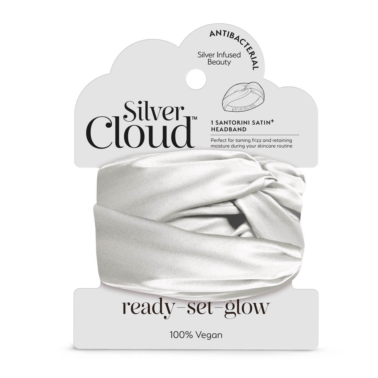 Silver Cloud Satin+ Headband Santorini White