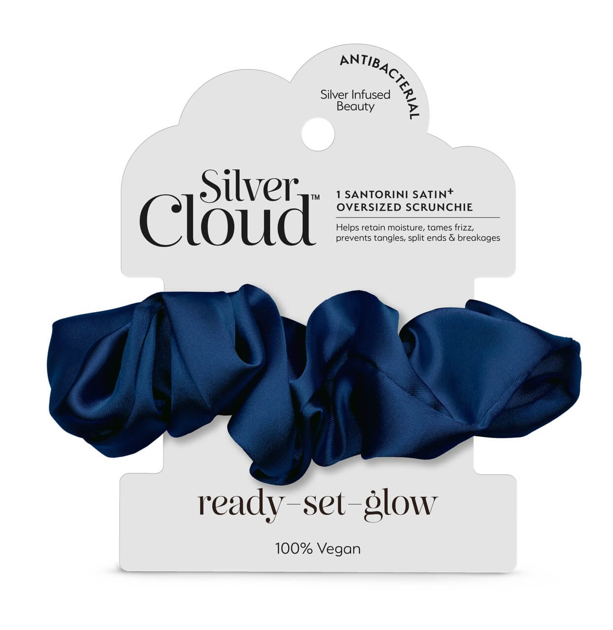 Silver Cloud Satin+ Oversized Scrunchie Santorini Navy