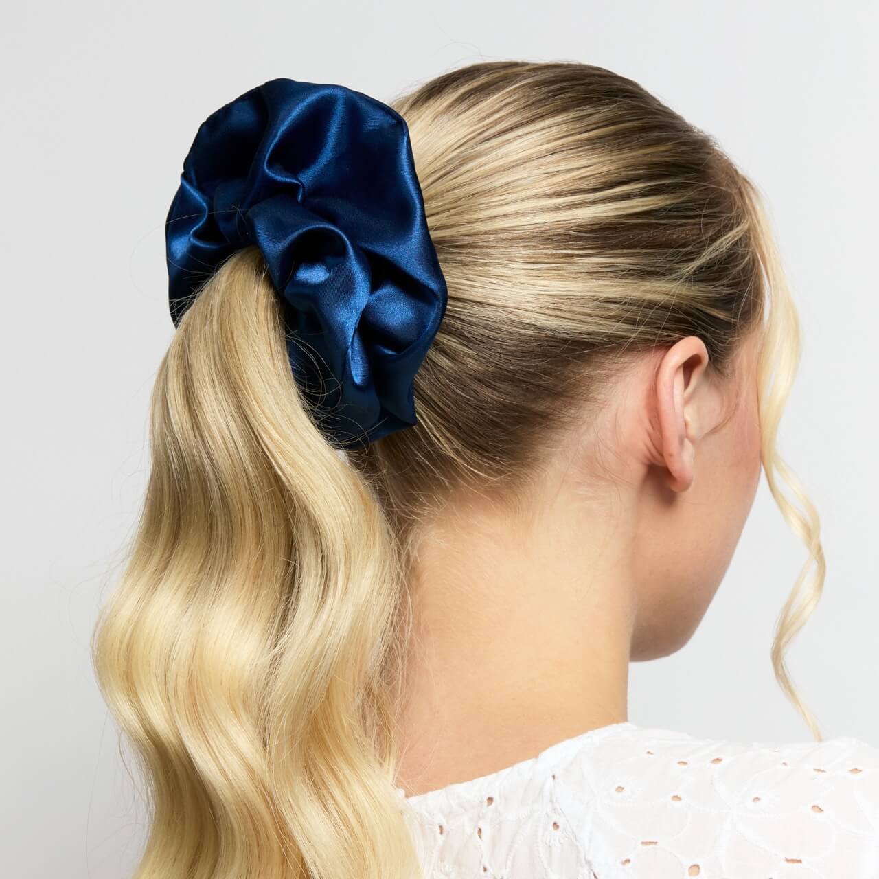 Silver Cloud Satin+ Oversized Scrunchie Santorini Navy