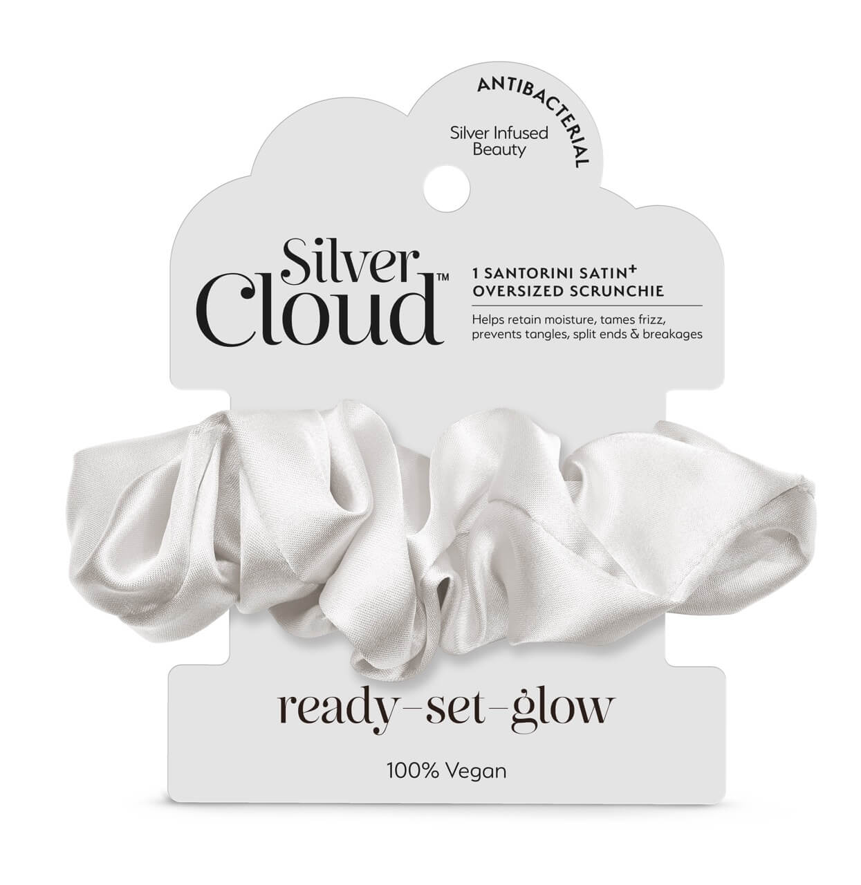 Silver Cloud Satin+ Oversized Scrunchie Santorini White