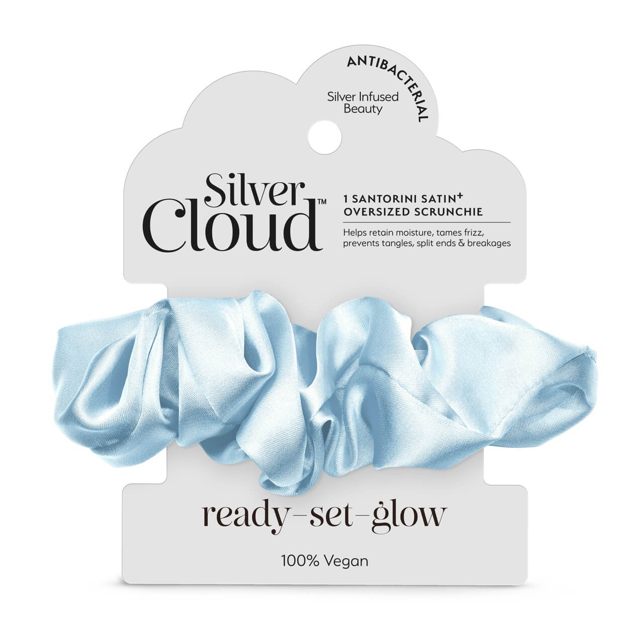 Silver Cloud Satin+ Oversized Scrunchie Santorini Blue