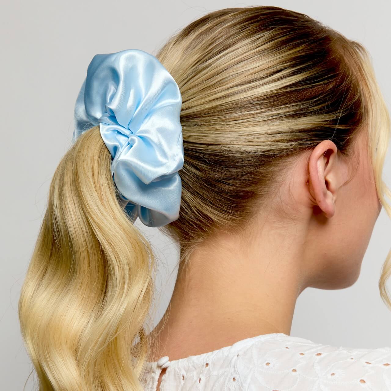 Silver Cloud Satin+ Oversized Scrunchie Santorini Blue
