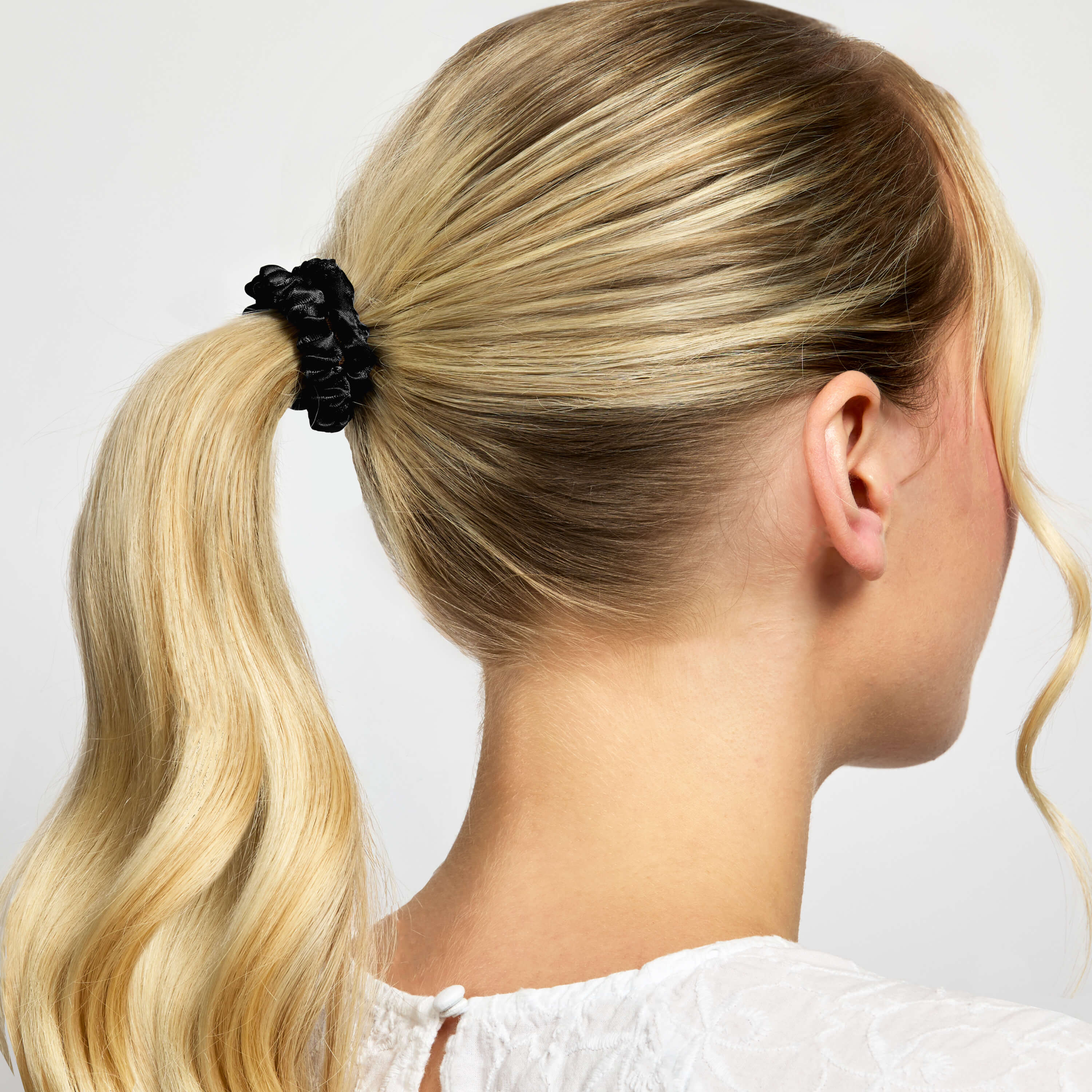 Silver Cloud Satin Skinny Hair Scrunchie Combo Pack 5 Pack