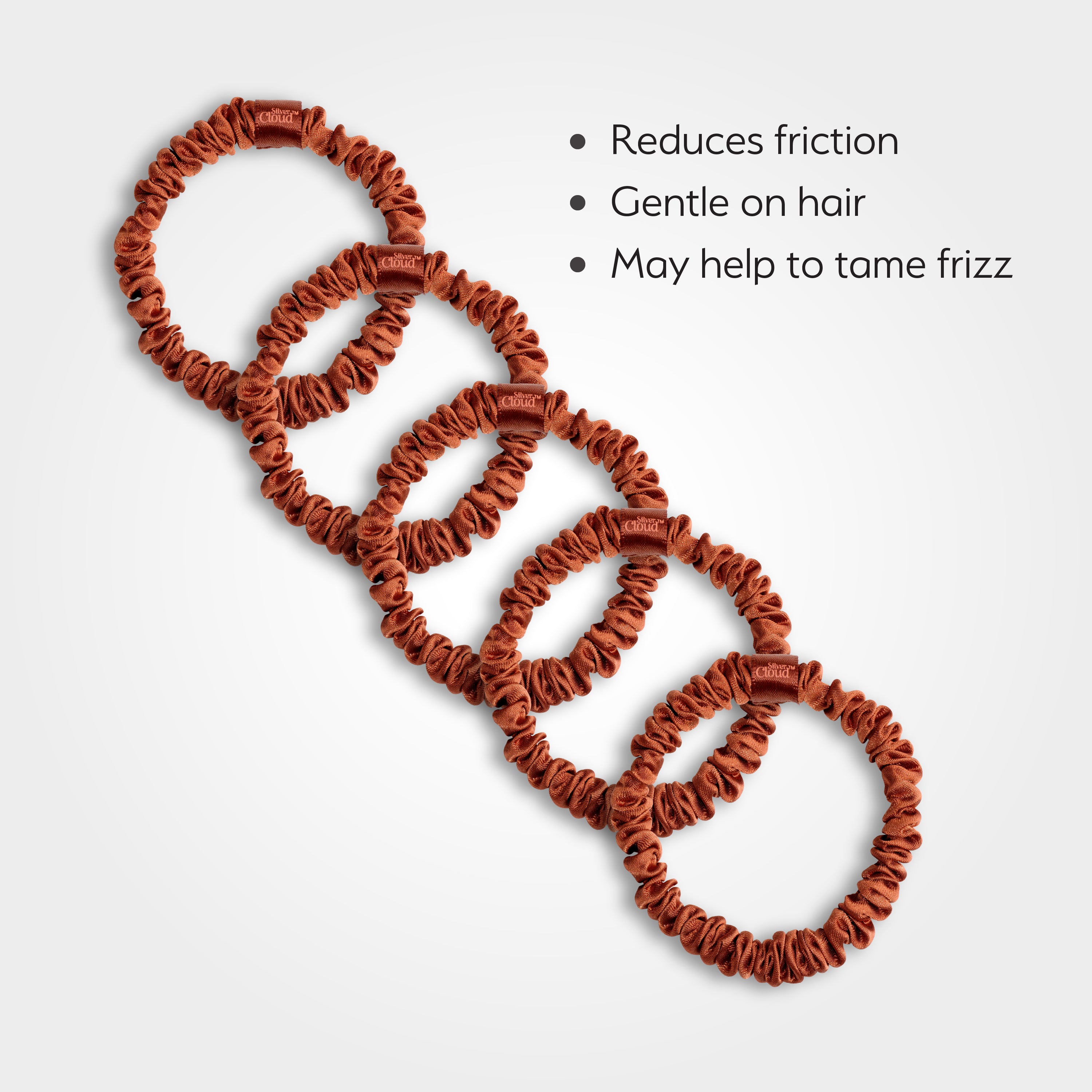 Silver Cloud Skinny Hair Scrunchie  Auburn 5 Pack