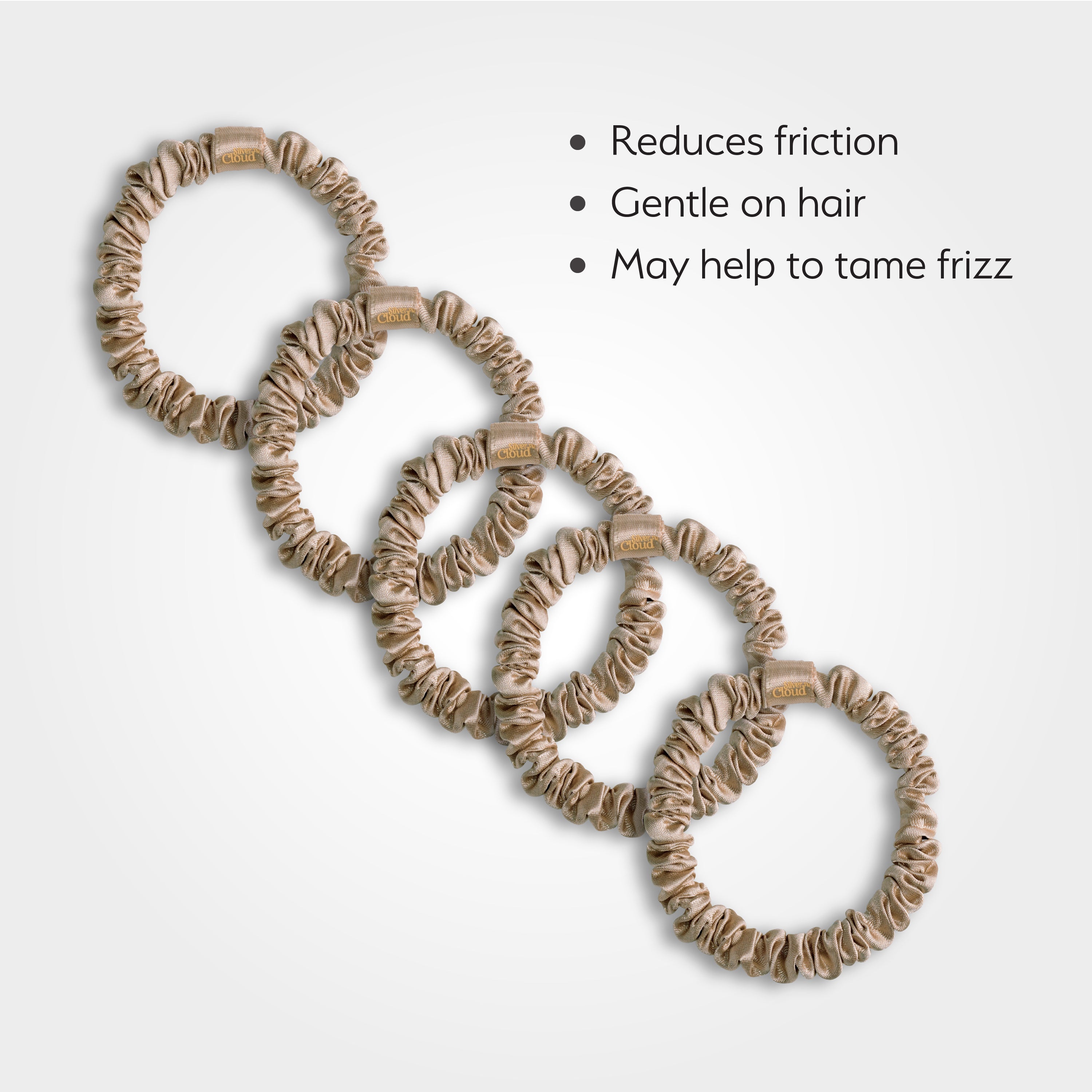 Silver Cloud Skinny Hair Scrunchie Caramel 5 Pack