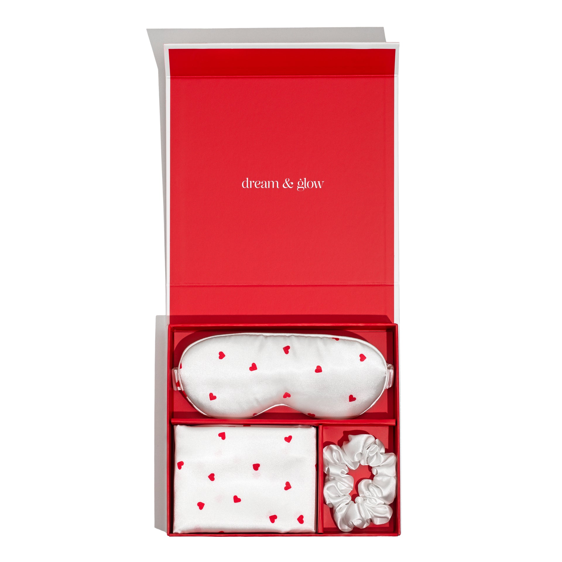 Cloud Heart Print Satin Pillowcase & Sleep Mask Gift Set Ions