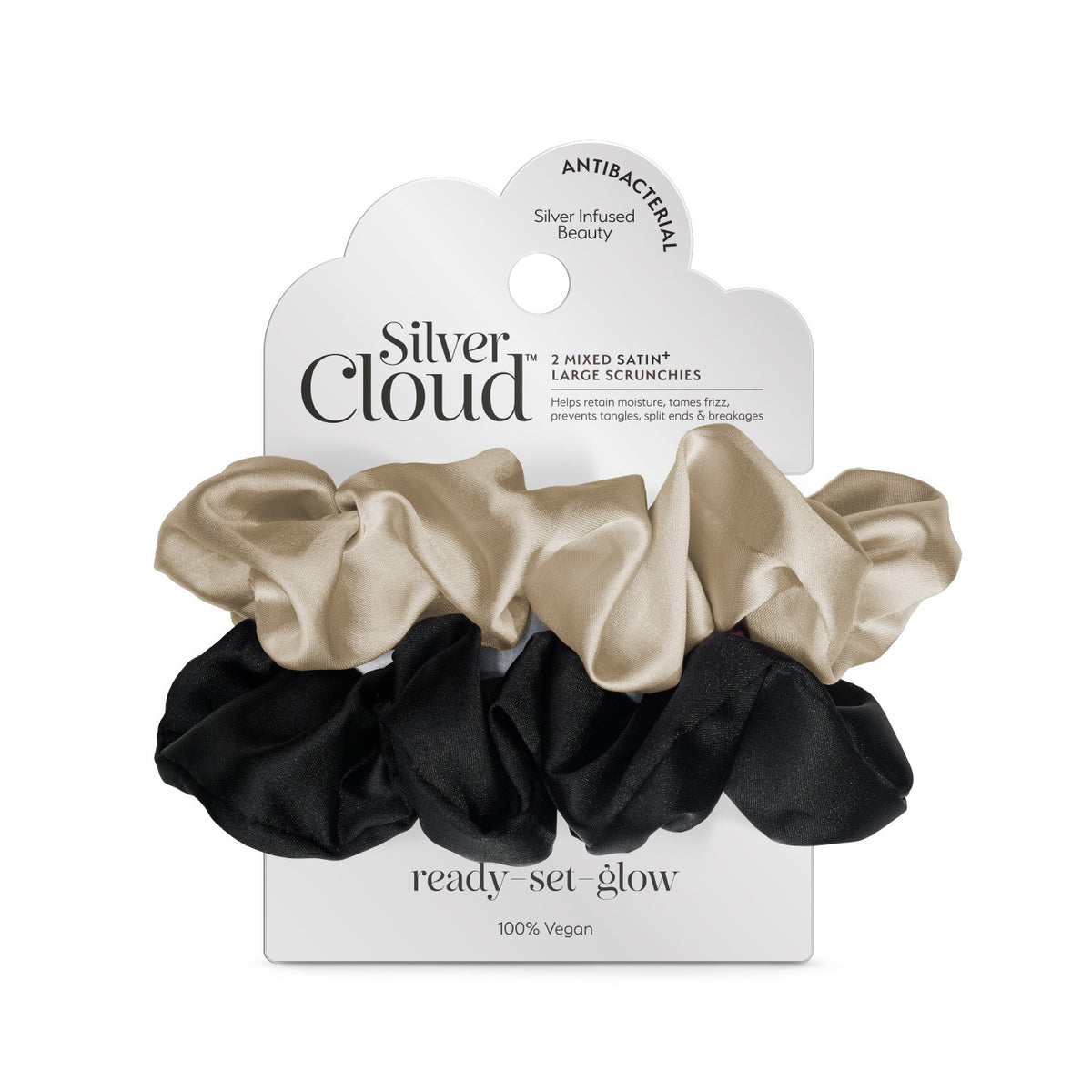 Large Hair Scrunchie Two-Pack - Black & Caramel