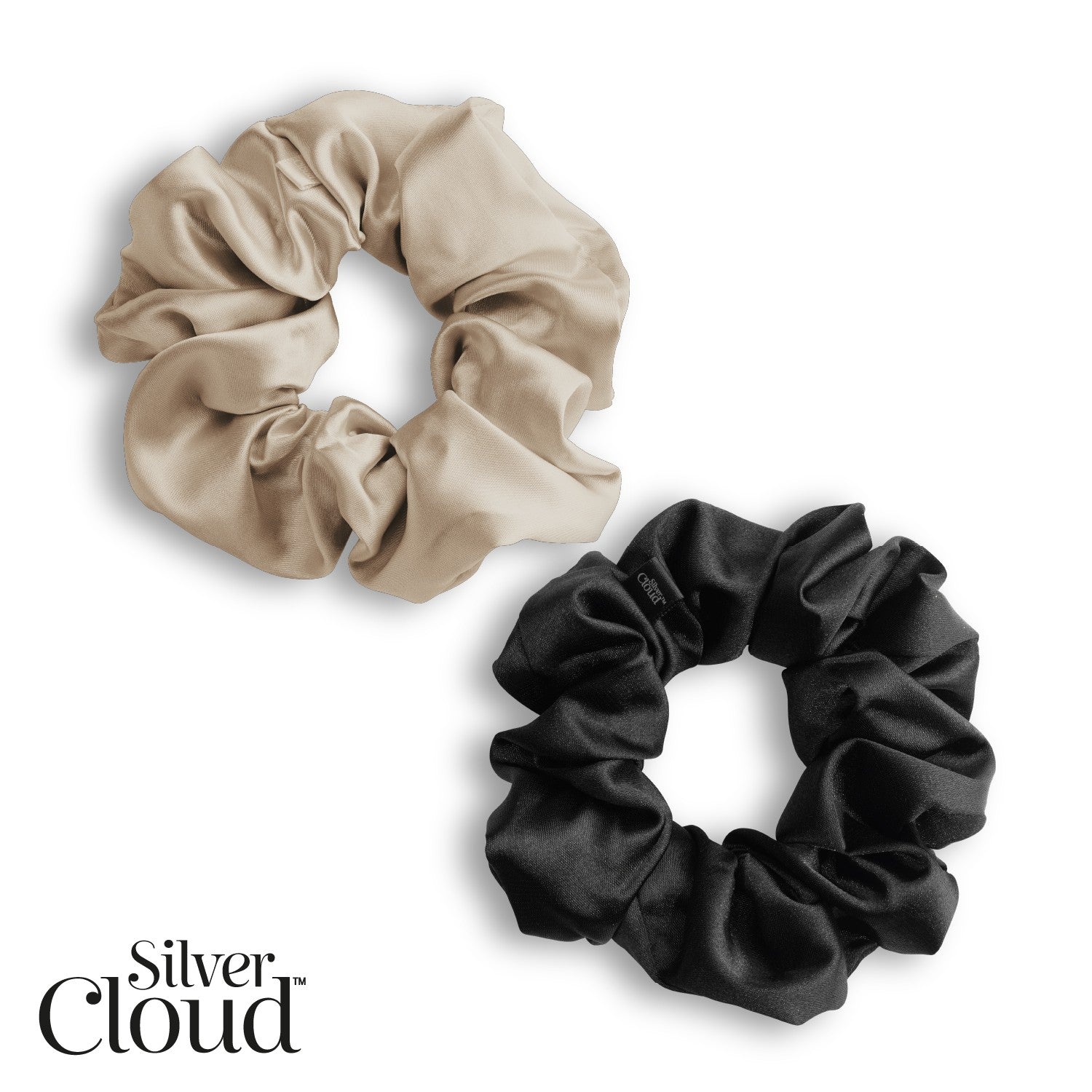 Large Scrunchie Two-Pack - Black & Caramel