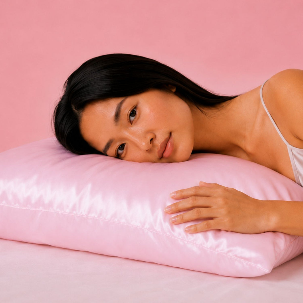 Silver Cloud Pink Soft Satin Beauty Pillowcase infused with Silver Ions