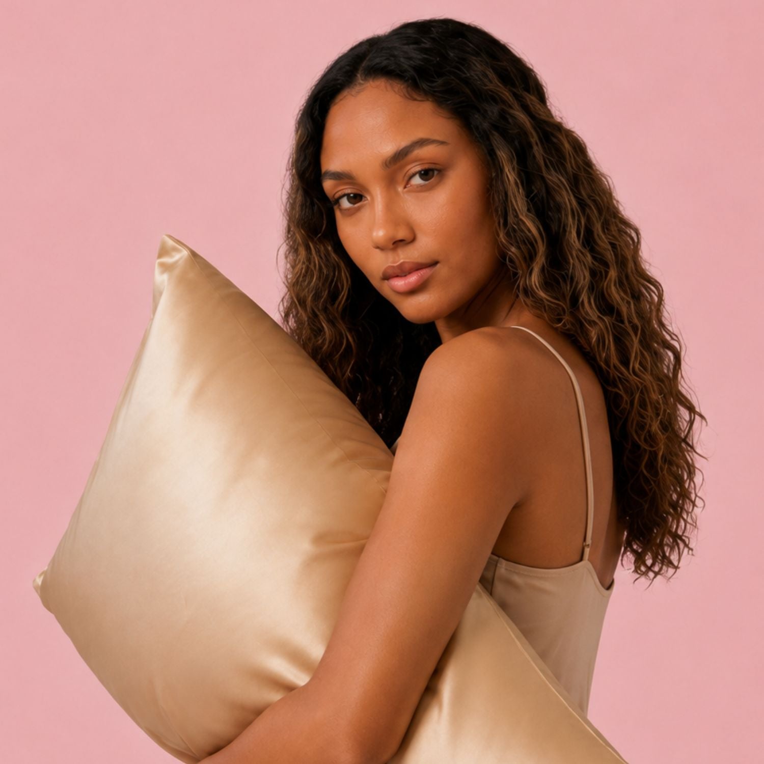 Silver Cloud Caramel Satin Pillowcase With Silver Ions